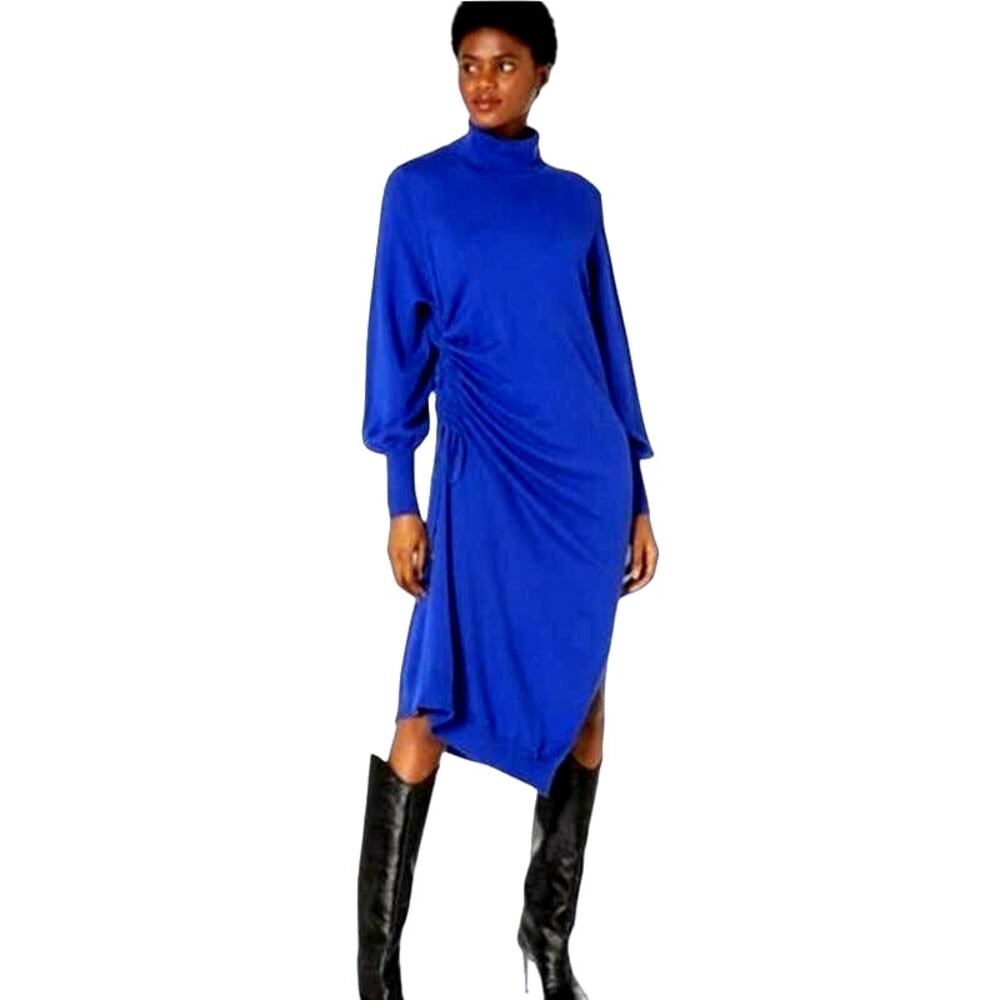 Ted Baker NEW Aavvaa Turtleneck Balloon Sleeve Sweater Dress Royal Blue 1 (US 4)